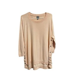 New York & Company Pink Button-Accent Top